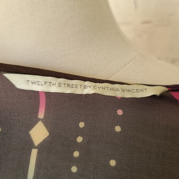 Twelfth Street by Cynthia Vincent Navy Multi Ombre Silk Sheer Coverup Tunic Med - Picture 8 of 10